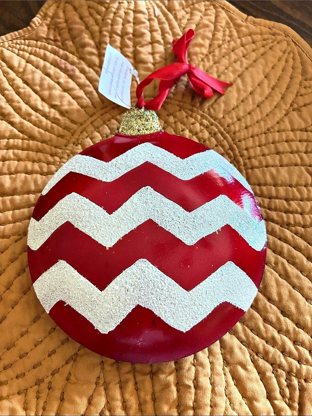 Red & Gold Chevron Ornament NWT